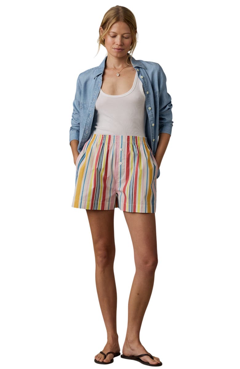 Faherty Coastal Stripe Poplin Boxer Shorts, Alternate, color, Sunset Parade