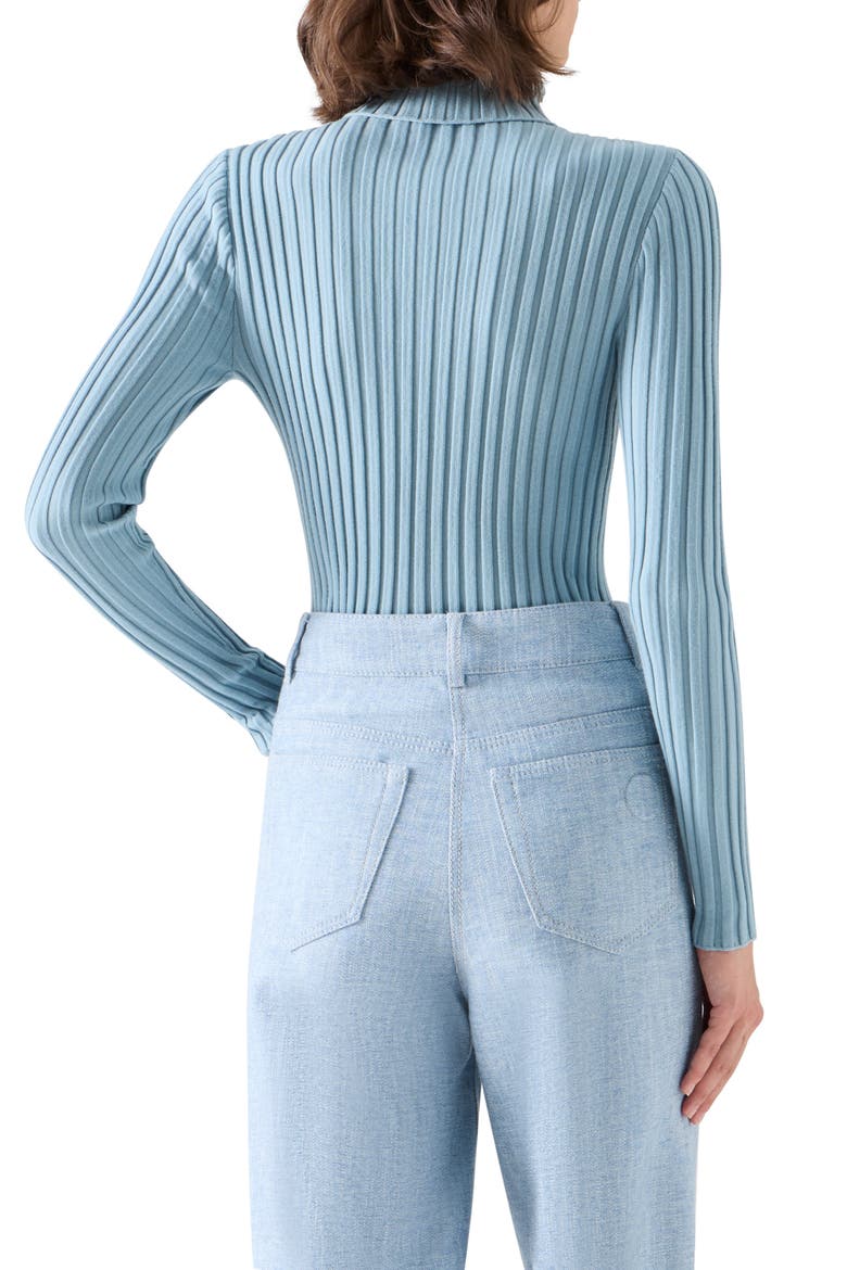 Merino Wool Reverse Rib Turtleneck Sweater, Alternate, color, LIGHT BLUE
