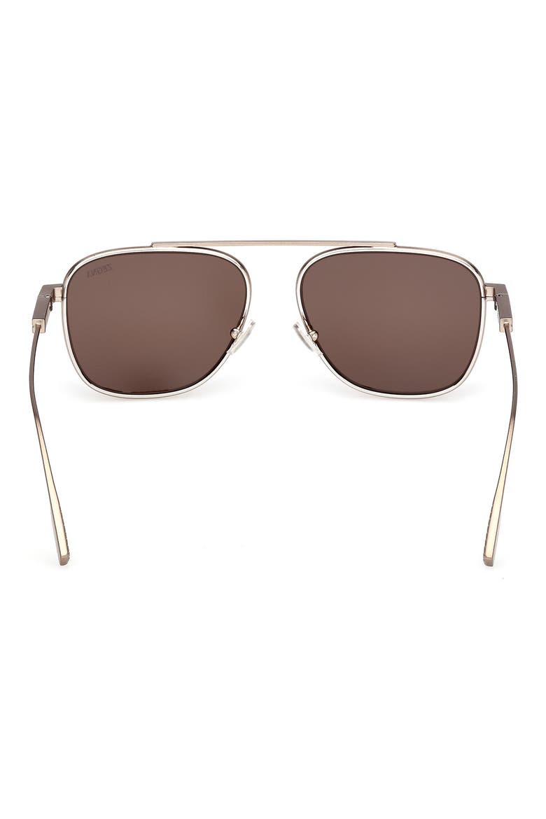57mm Geometric Sunglasses, Alternate, color, BRONZE/ PALLADIUM/ BROWN