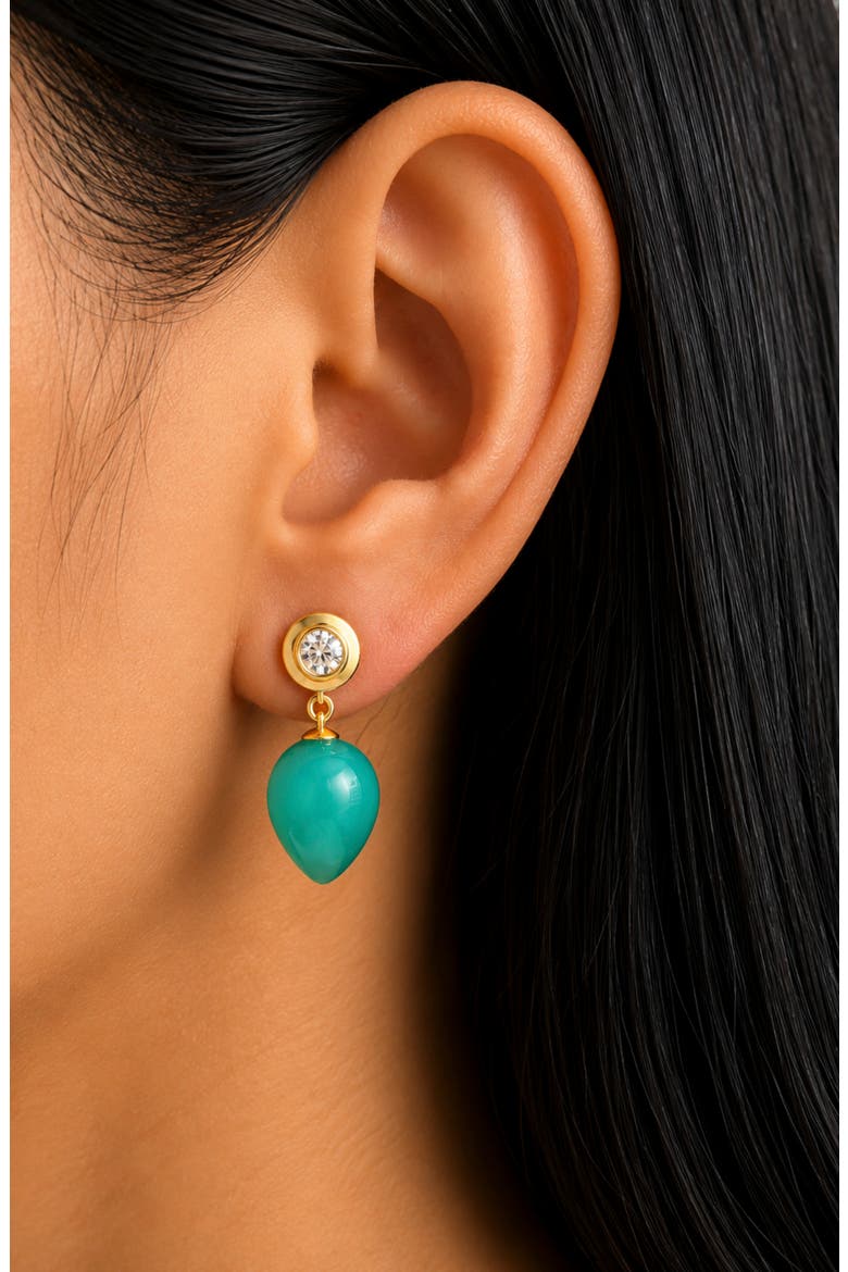 Naughty 18k Gold Diamond & Rutilated Quartz Drop Earrings, Alternate, color, 18K YG/ CHRYSOPRASE
