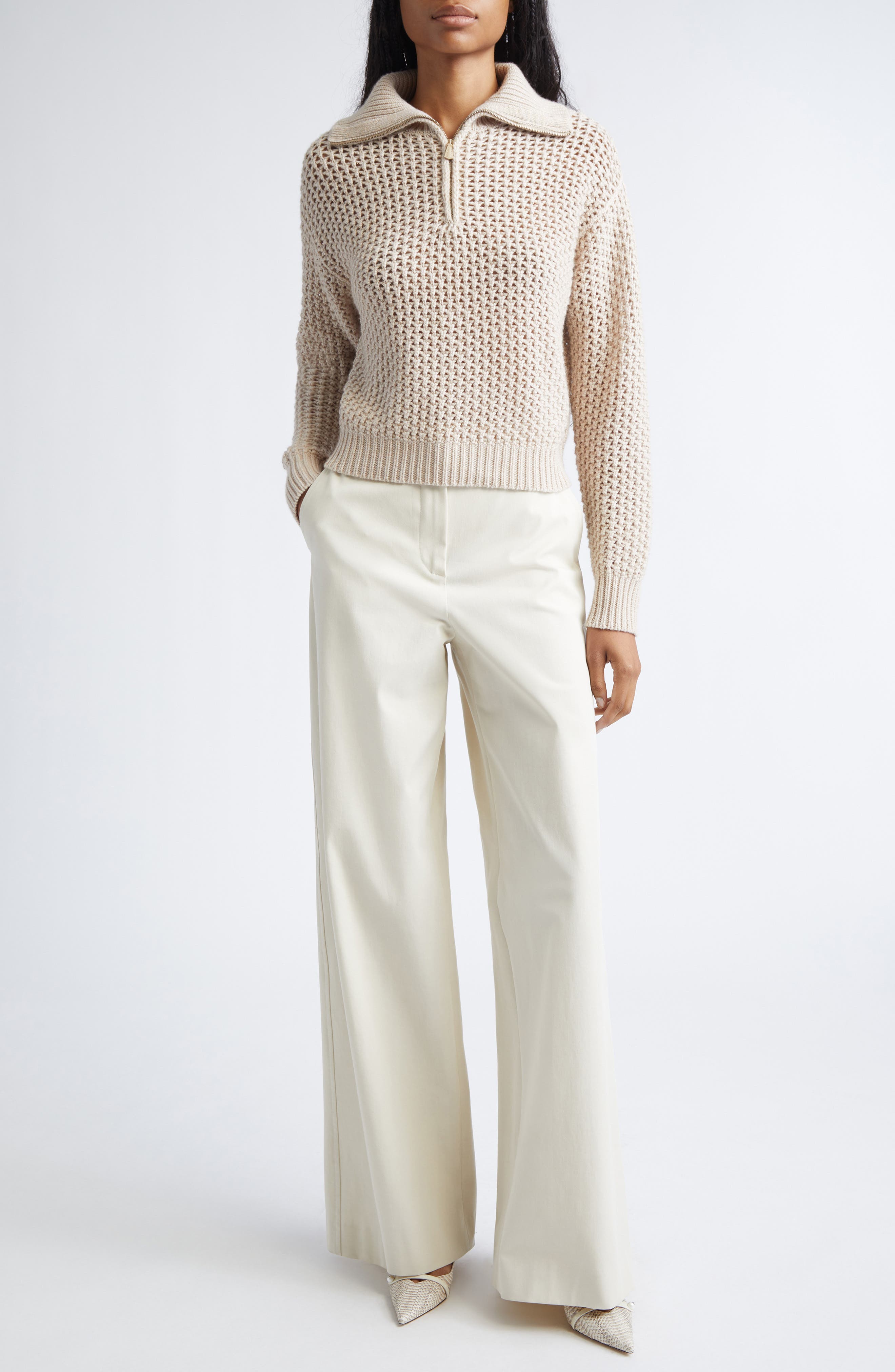 Tequila Wool Blend Quarter Zip Sweater - image 2