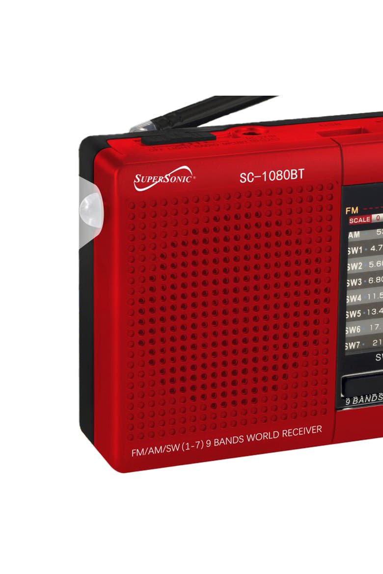 9 Band Radio with Bluetooth, Alternate, color, Red