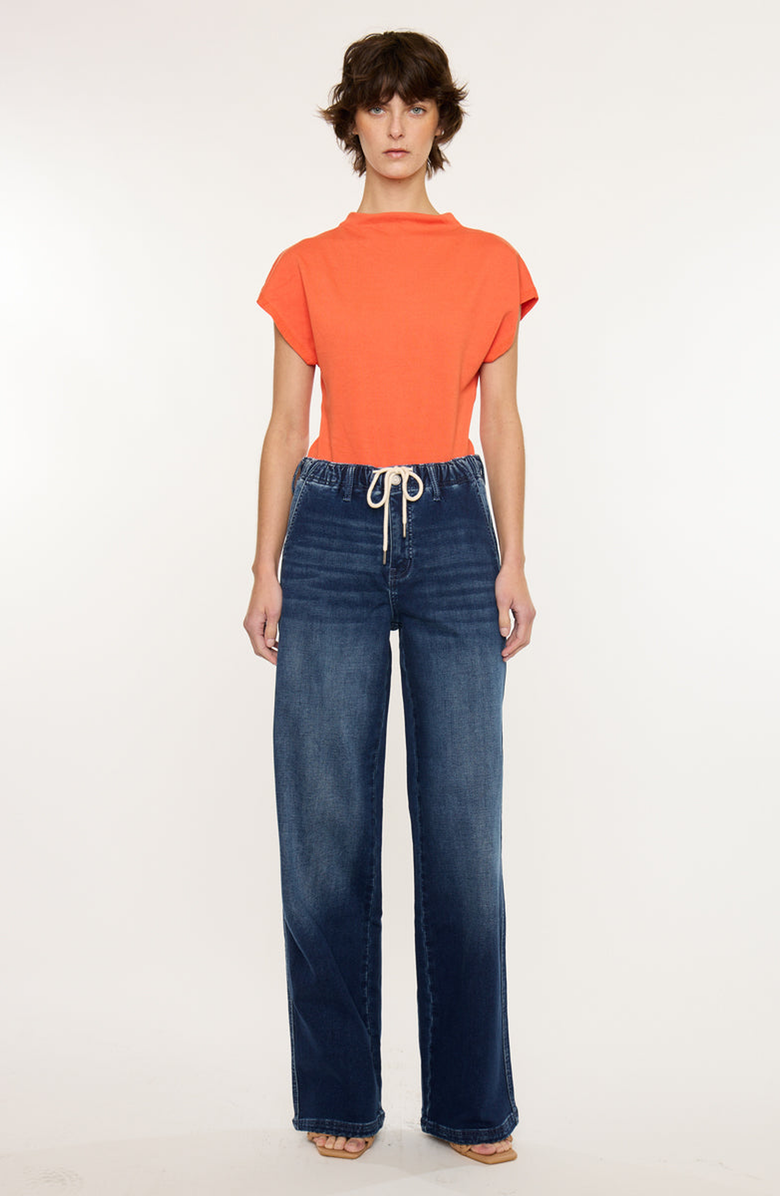 KanCan Quin Knit High Rise Wide Pants, Main, color, Dark Wash