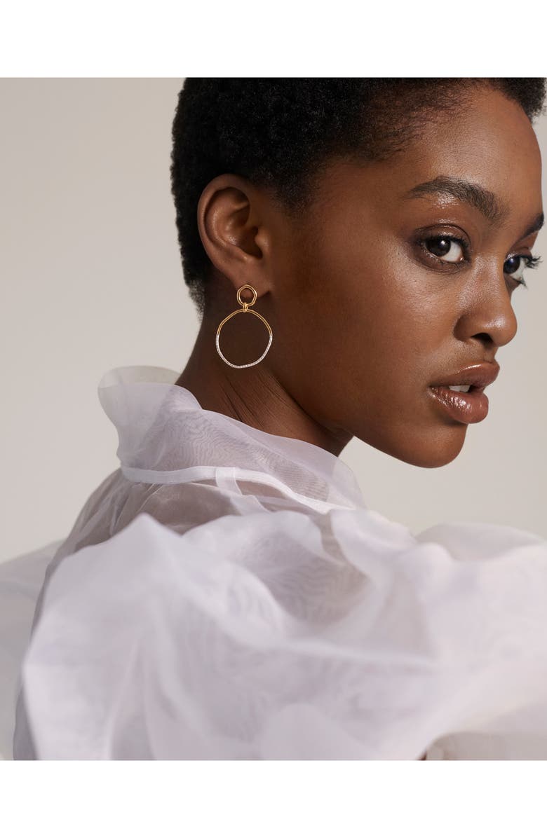 Monica Vinader Riva Pavé Diamond Frontal Drop Earrings, Alternate, color, 18Ct Gold Vermeil On Sterling