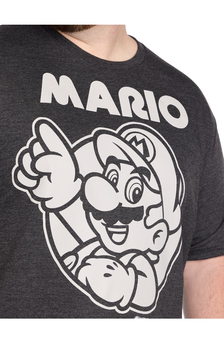 True Nation by DXL Big & Tall Super Mario Graphic Tee, Alternate, color, Charcoal Heather