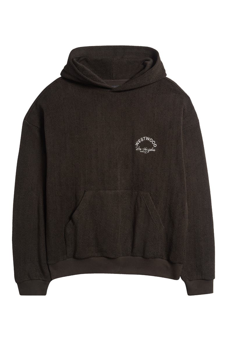 West Herringbone Graphic Cotton Hoodie, Alternate, color, BLACK