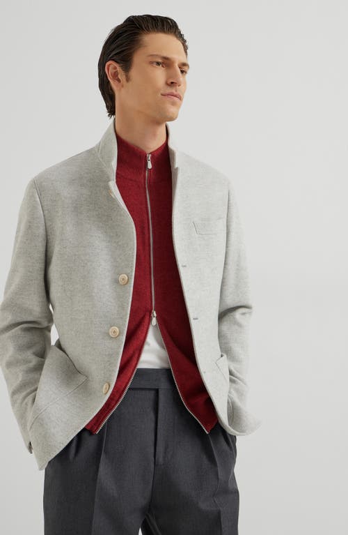 Brunello Cucinelli Zip-front High-neck Cardigan In Red