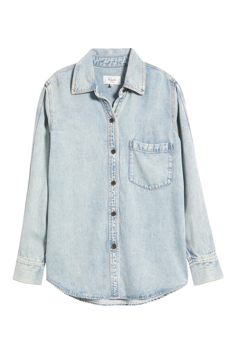 Atticus Denim Button-Up Shirt, Alternate, color, BLEACHED INDIGO