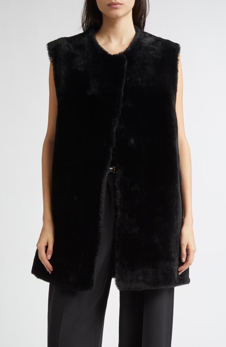 TOTEME Plush Genuine Shearling Vest, Main, color, Black