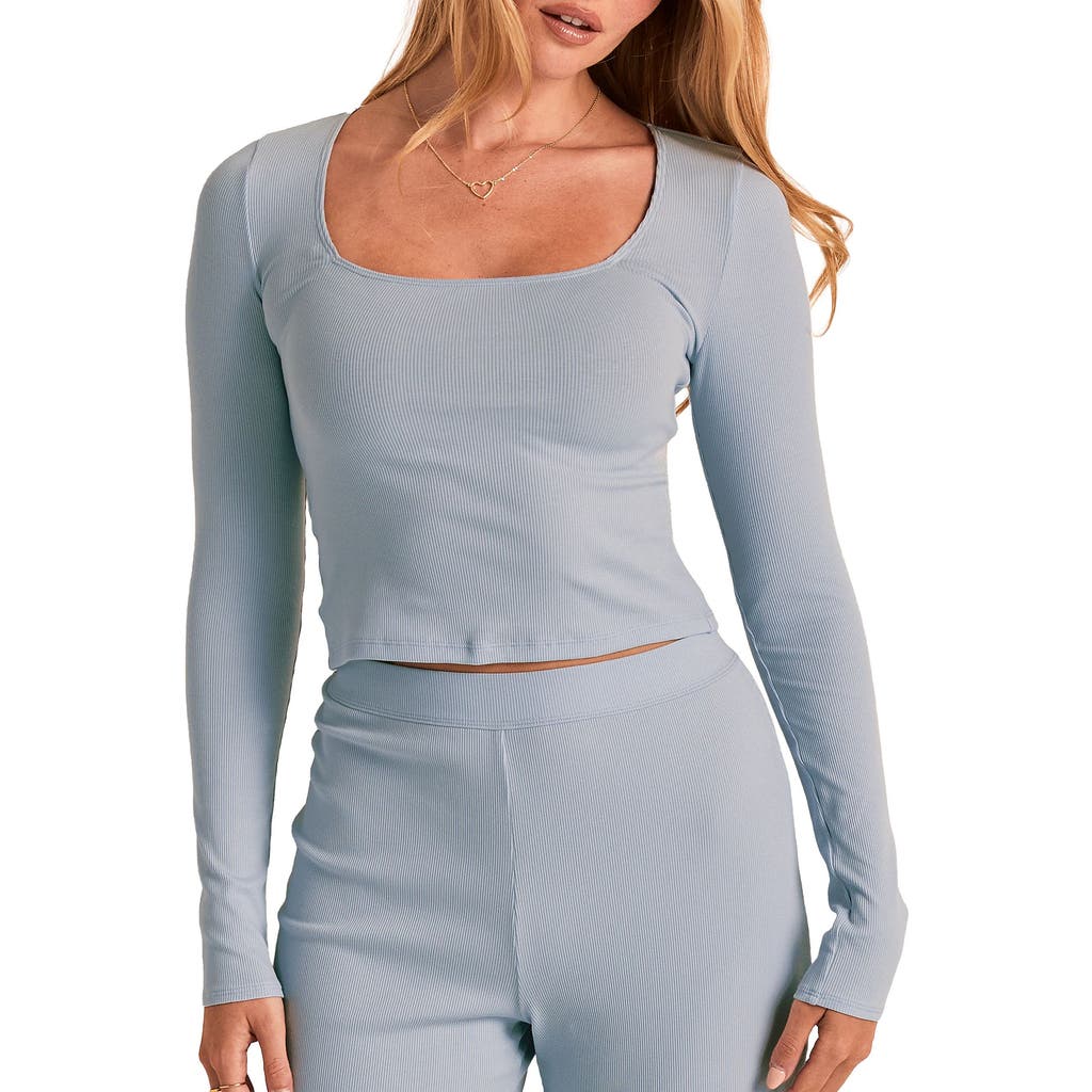 Adore Me Rib Long Sleeve Shirt In Gray