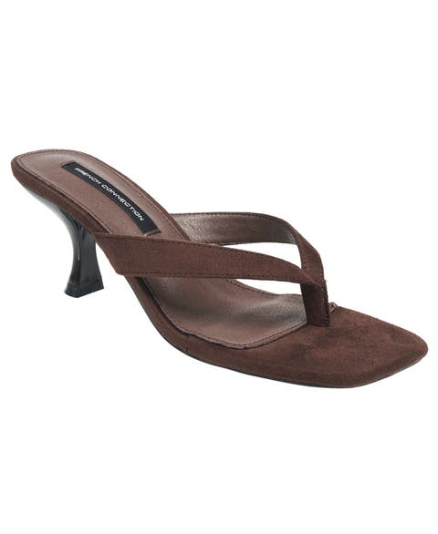 Trinity Faux Suede Thong Kitten Heel