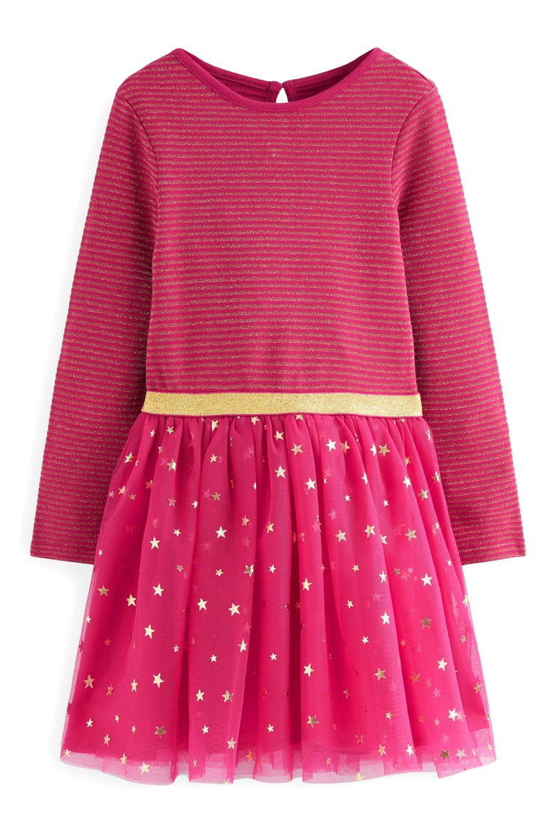 Kids' Twirly Metallic Dress, Main, color, CHERRY JAM/ GOLD CONFETTI