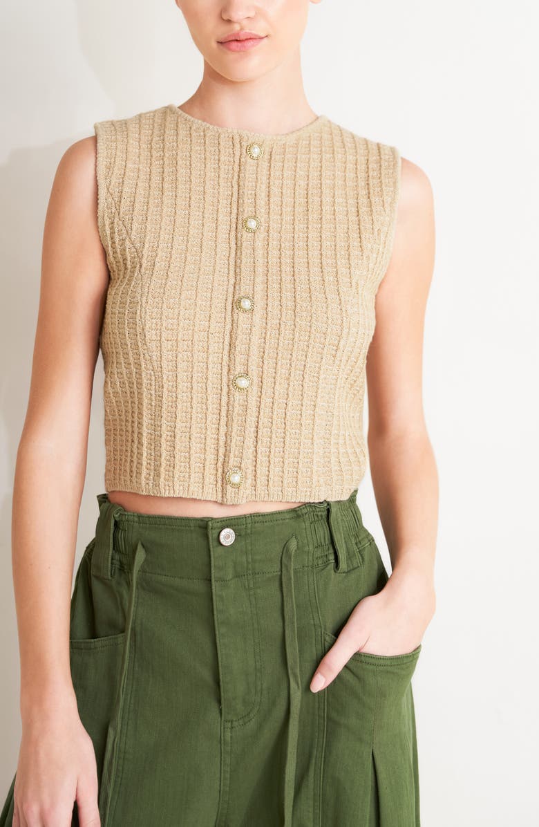 FREEMARKET Ribbed Knit Sweater Tank, Alternate, color, Taupe