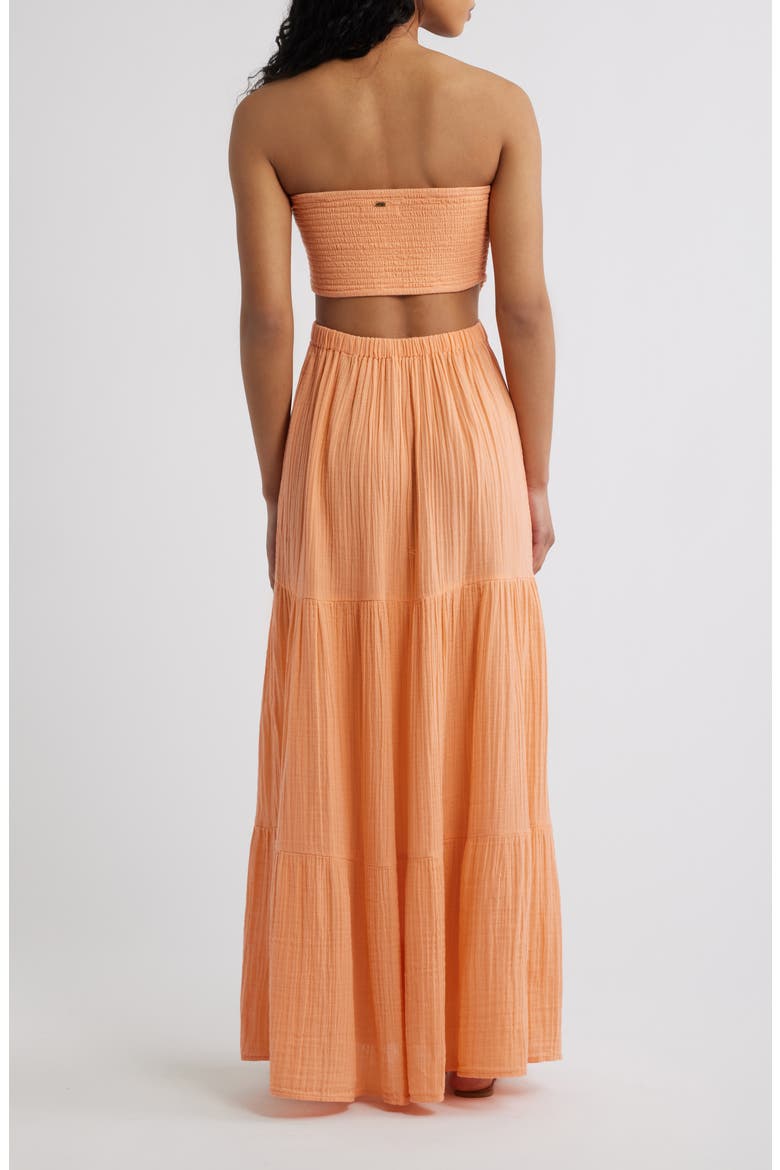Premium Surf Strapless Cutout Maxi Dress, Alternate, color, PAPAYA