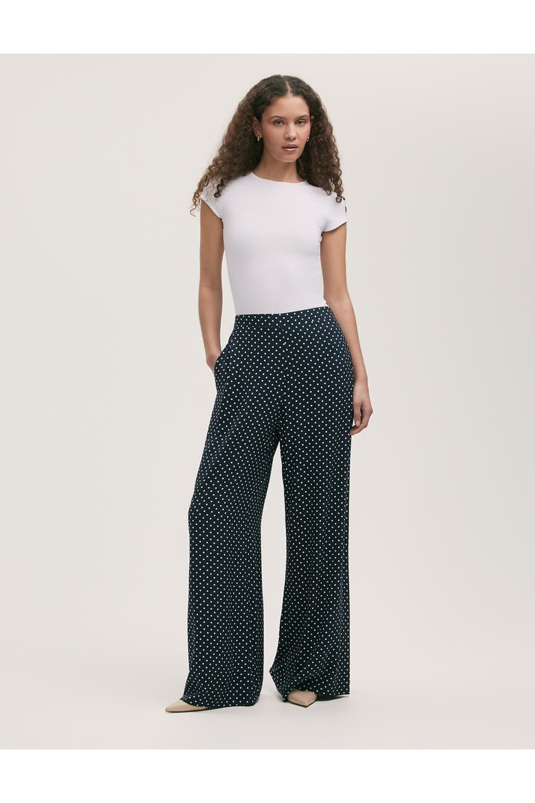 Nat Viscose Wide Leg Trousers, Alternate, color, Navy Spot