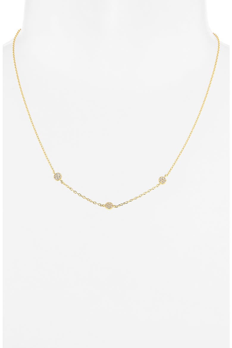 Pavé Cubic Zirconia Station Chain Necklace, Alternate, color, GOLD