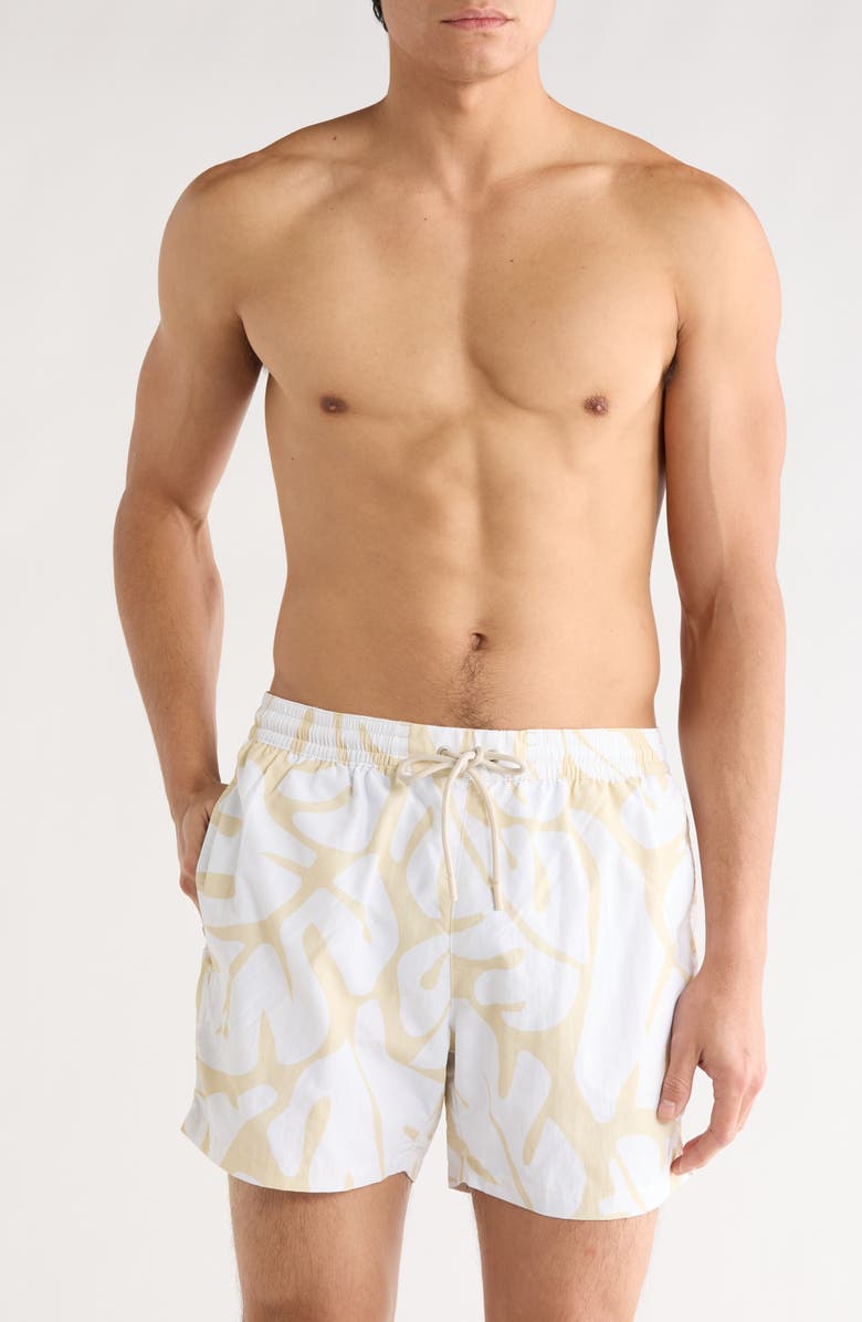 BOSS Bari Swim Shorts, Main, color, Open White