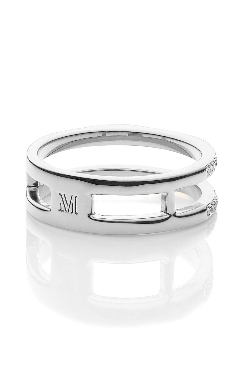 Diamond Skinny Double Band Ring, Alternate, color, SILVER