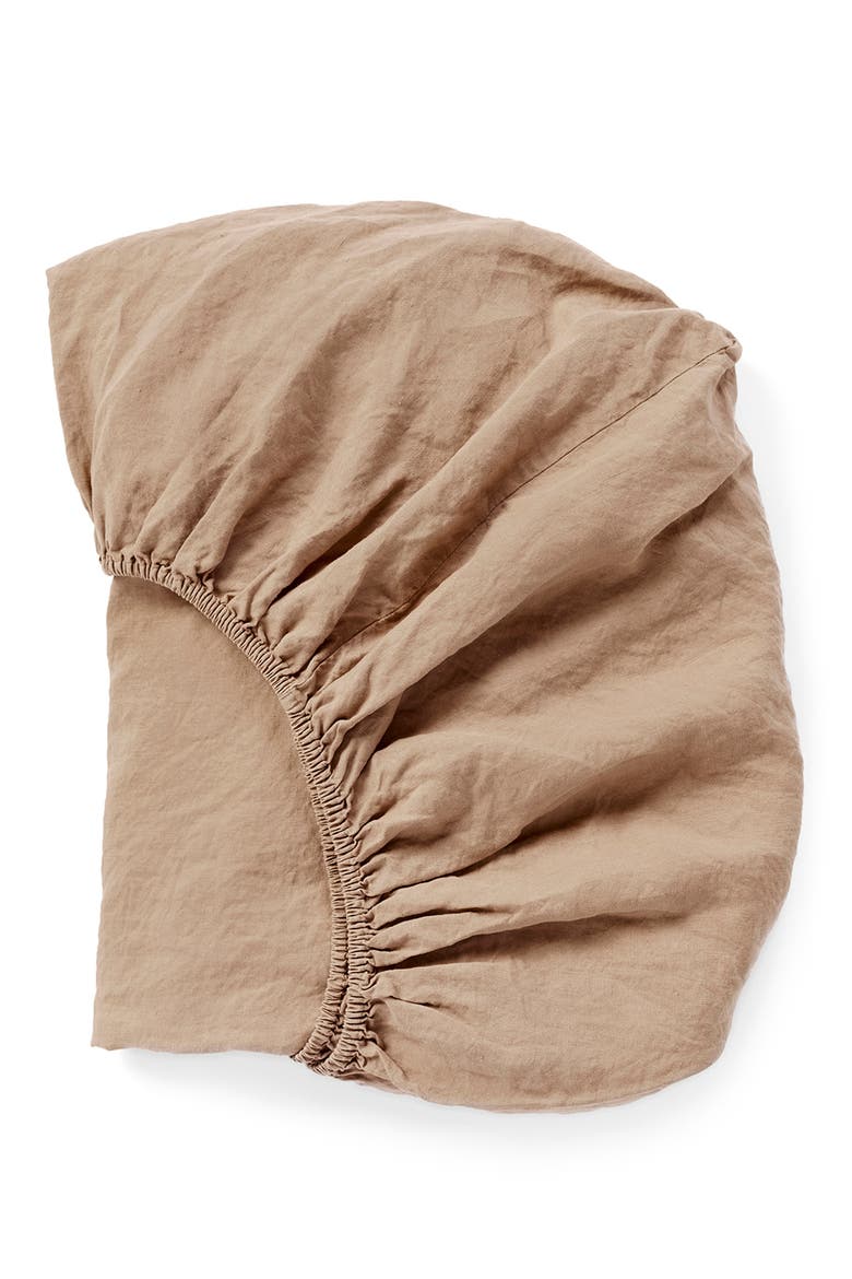 Relaxed Organic Linen Fitted Sheet, Main, color, DOE