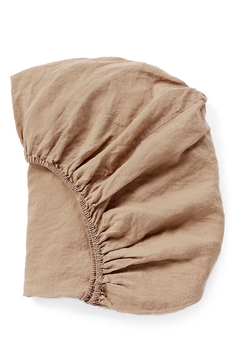 Coyuchi Relaxed Organic Linen Fitted Sheet, Main, color, Doe