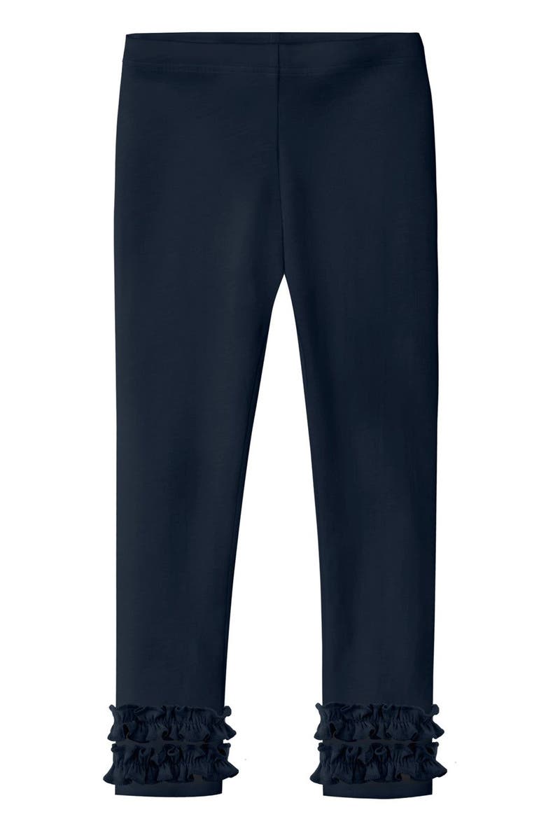 Baby Girls Soft 100% Cotton Ruffle Leggings, Main, color, Navy