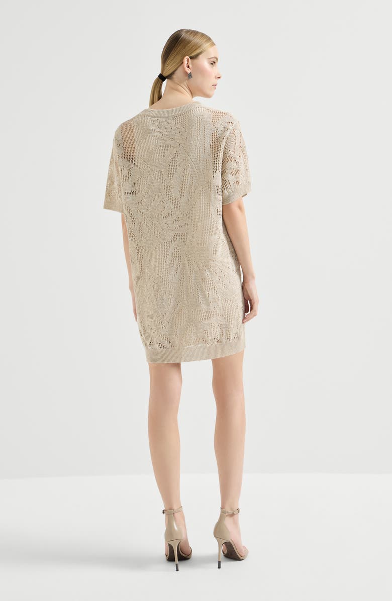 Brunello Cucinelli Dazzling water lilies mini dress, Alternate, color, Beige