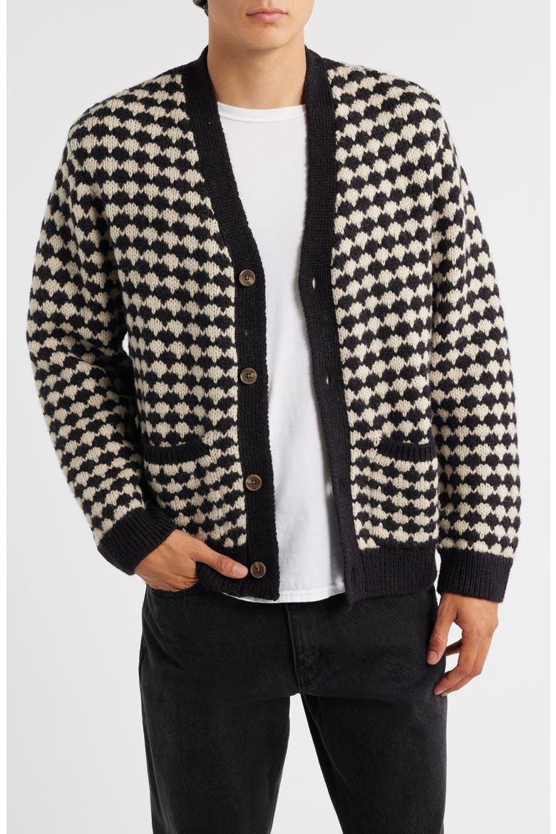 Walker Bubble Knit Wool Blend Cardigan, Main, color, BLACK / ECRU