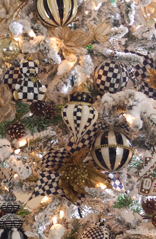 Mackenzie-childs Mackenzie Childs Courtly Noel Fluted Drop Glass Ornament In Multi