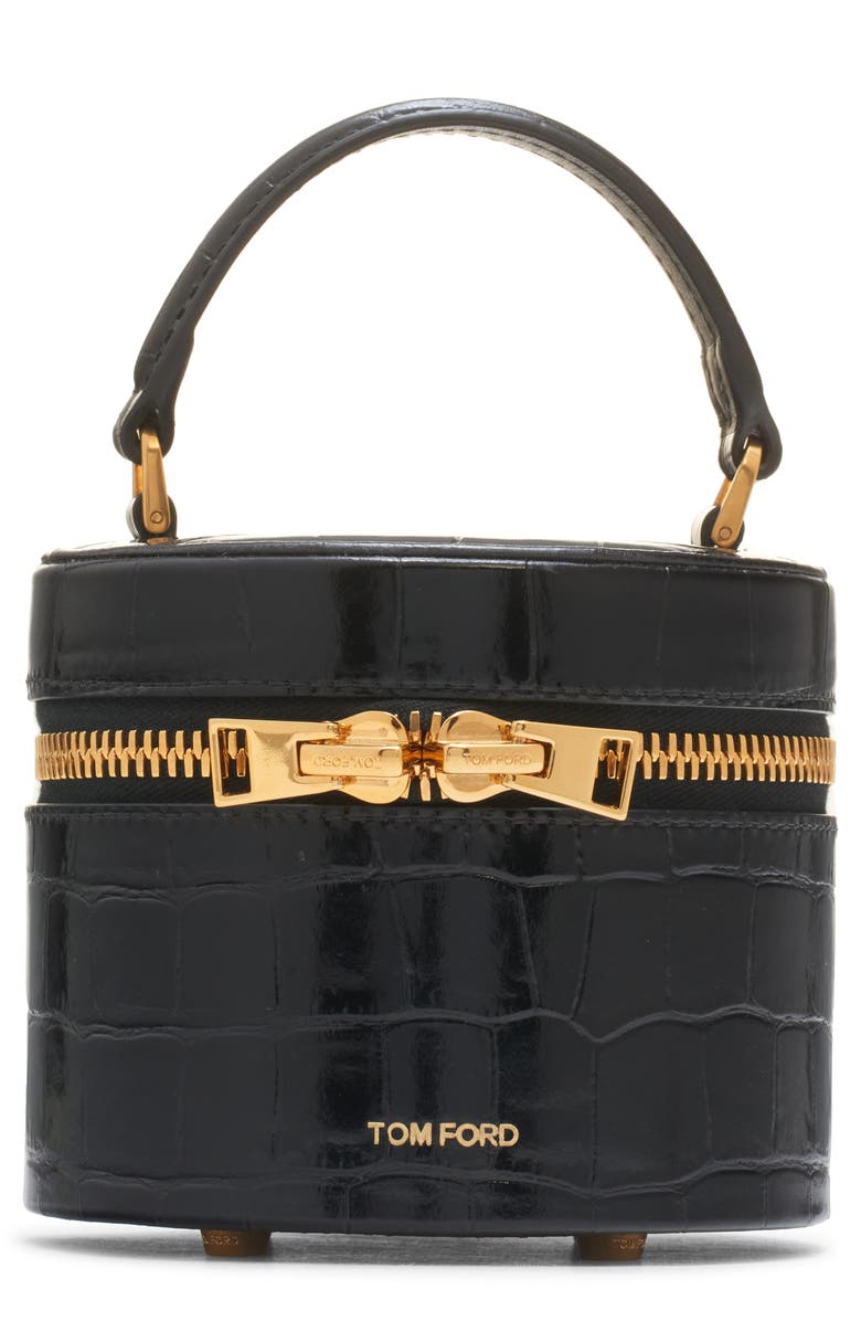 TOM FORD Mini Audrey Croc Embossed Leather Top Handle Bag, Main, color, 