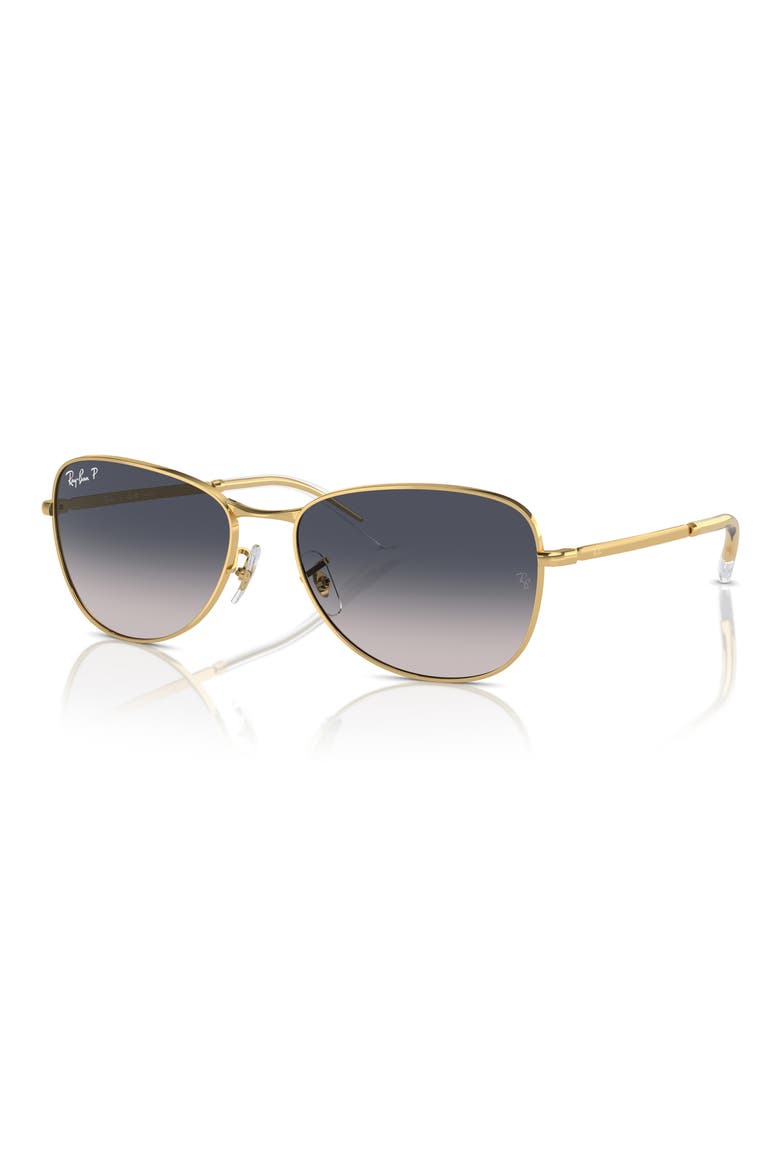 56mm Polarized Pilot Sunglasses, Alternate, color, GOLD FLASH