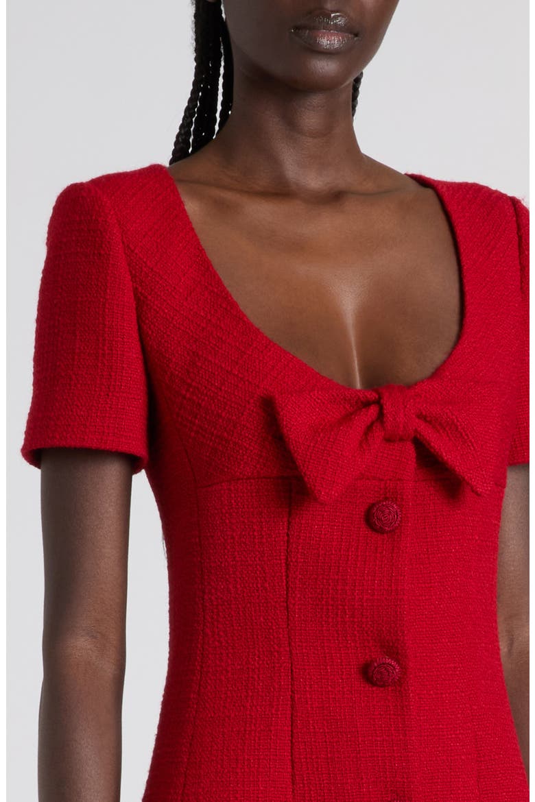 Bow Detail Tweed Minidress, Alternate, color, PARIS
