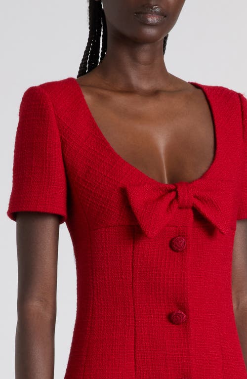Valentino Bow-detailed Wool-blend Tweed Mini Dress In Red