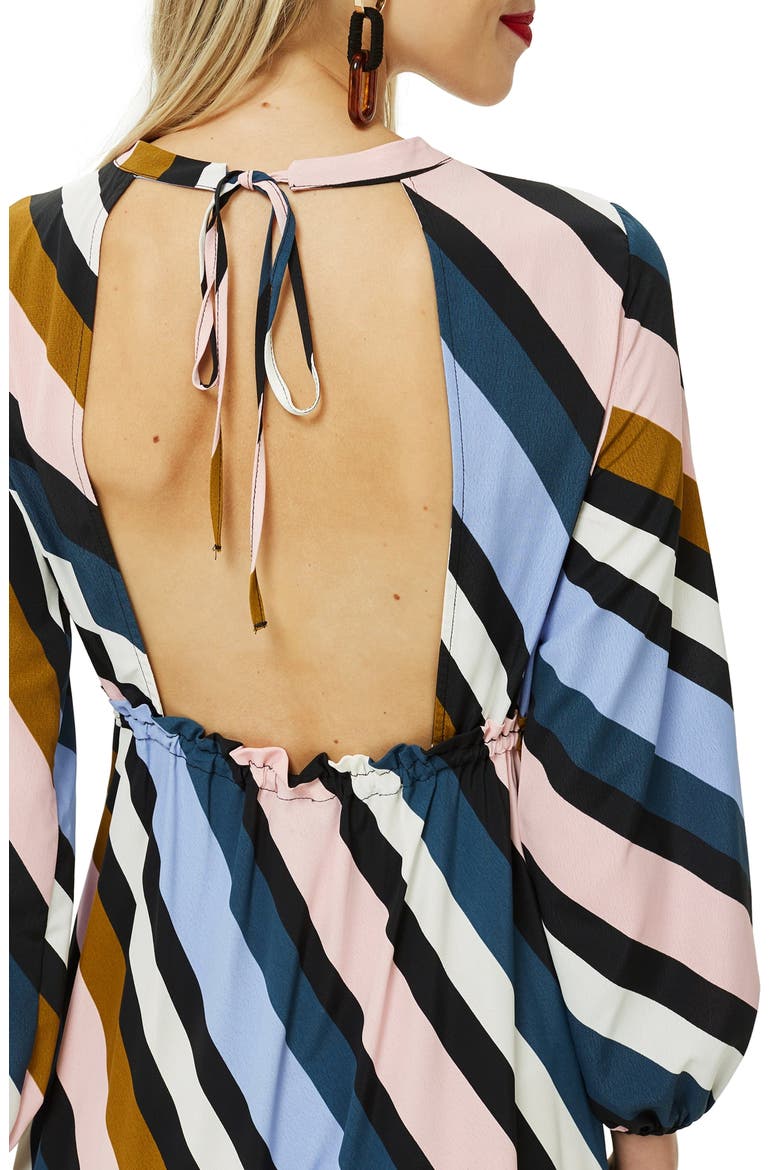 Open Back Midi Dress, Alternate, color, BLUE MULTI