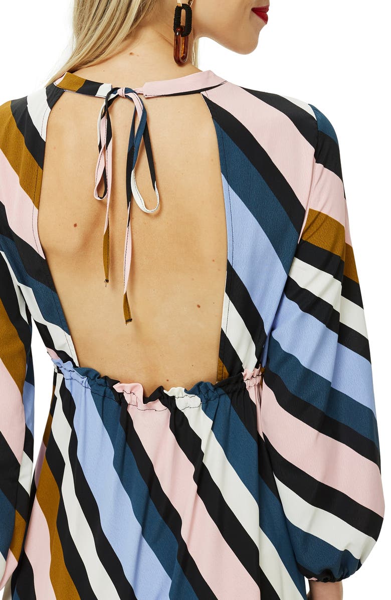 Topshop Open Back Midi Dress, Alternate, color, 