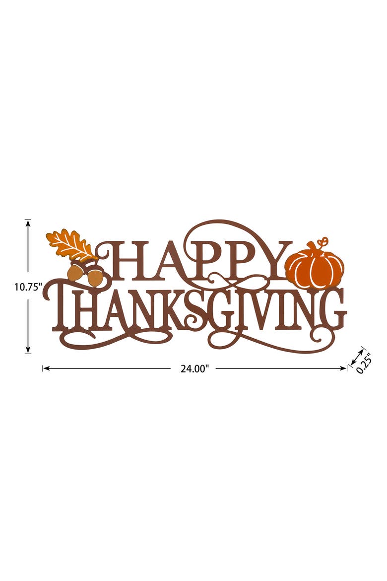 Metal HAPPY THANKSGIVING HAPPY FALL Wall Decor, Alternate, color, Orange