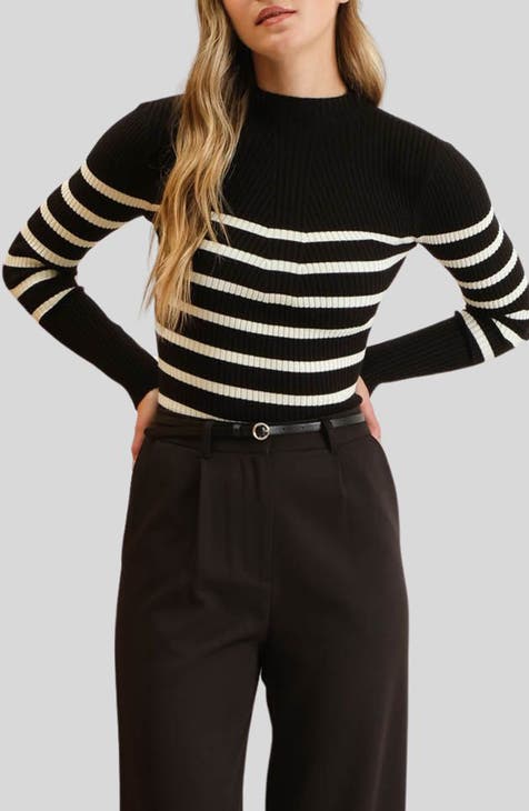 Stripe Ribbed Crop Sweater