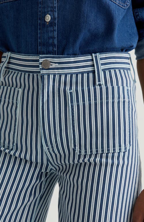 Ag Kassie Patch Pocket High Waist Ankle Wide Leg Pants In Nordic Stripe Indigo Multi