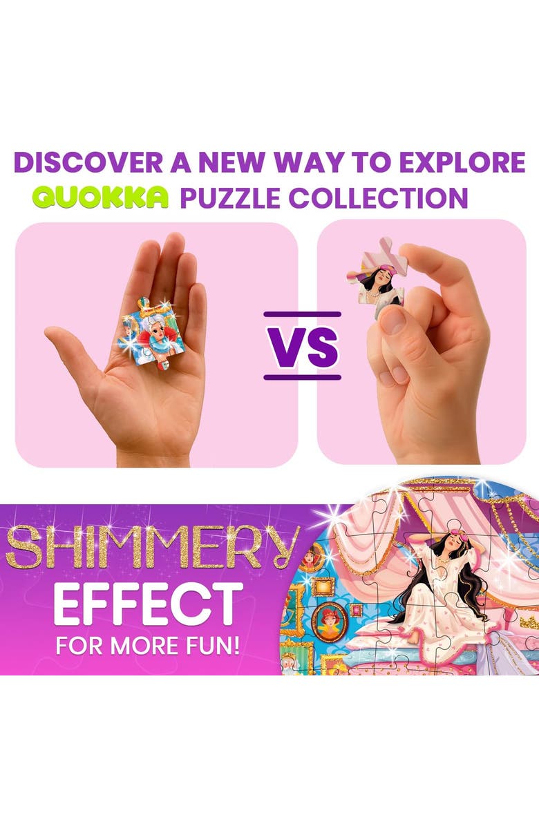 Quokka 4x60 Pcs Glitter Effect Puzzles for Kids, Alternate, color, Glitter Princesses