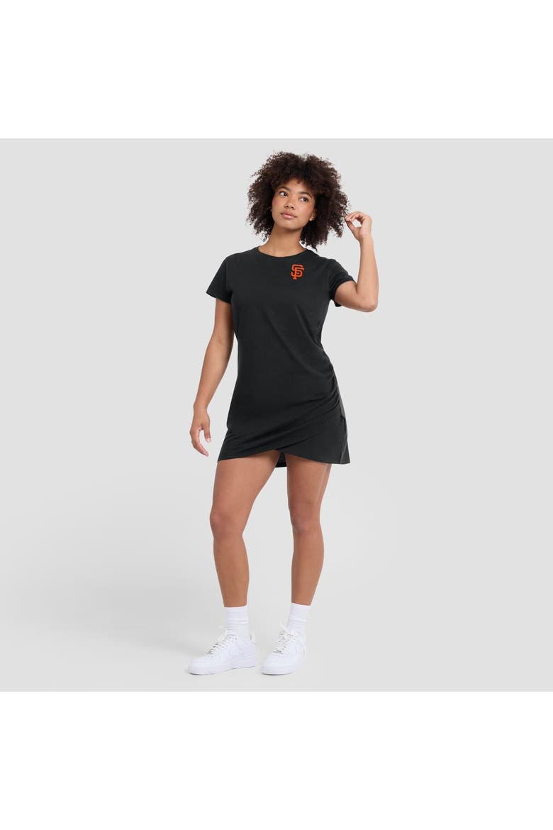 Women's Fanatics Black San Francisco Giants Ruched Drape T-Shirt Dress, Alternate, color, Black