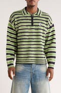 Billionaire Boys Club Curve Stripe Cotton Quarter Zip Graphic Sweater