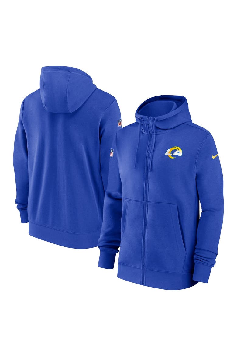 Men's Nike Royal Los Angeles Rams Sideline Club Performance Full-Zip Hoodie, Alternate, color, Royal
