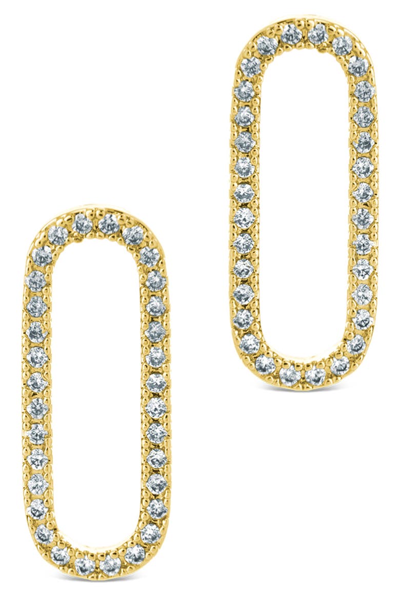 Esperanza Cubic Zirconia Oval Earrings, Alternate, color, GOLD