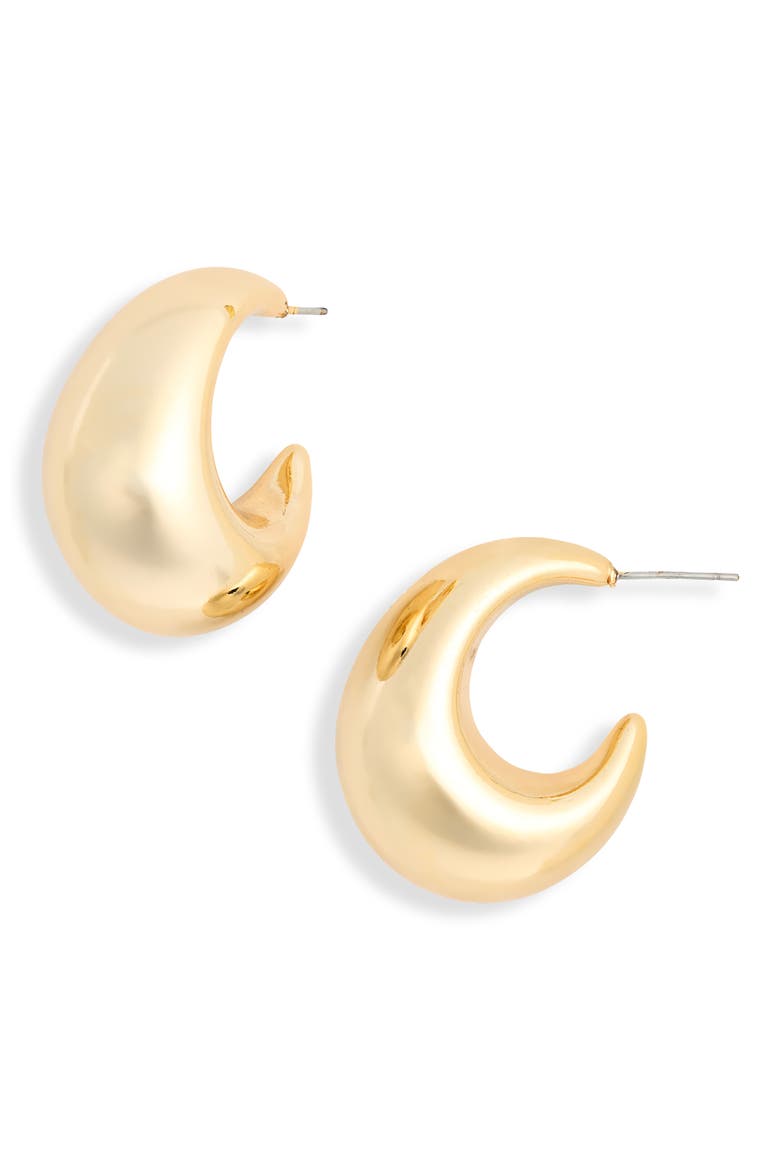 Puffy Hoop Earrings, Main, color, GOLD