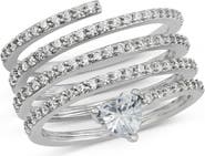 SAVVY CIE JEWELS Pavé Cubic Zirconia Spiral Heart Cigar Ring