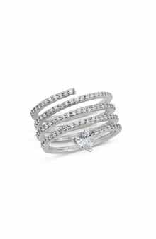SAVVY CIE JEWELS Pavé Cubic Zirconia Spiral Heart Cigar Ring