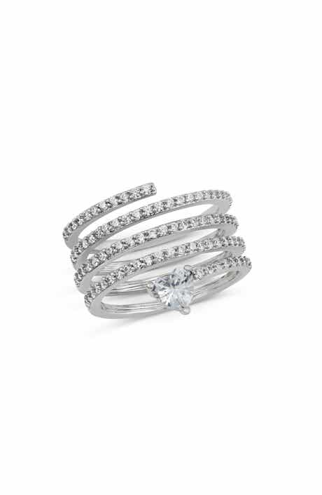 SAVVY CIE JEWELS Pavé Cubic Zirconia Spiral Heart Cigar Ring