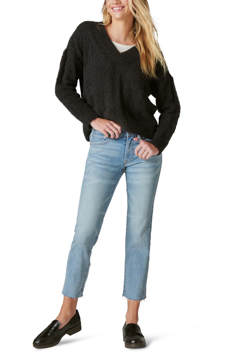 Lucky Brand Sweet Straight Raw Hem Mid Rise Crop Straight Leg Jeans, Alternate, color, 