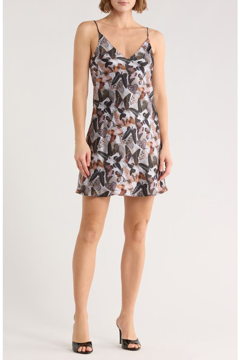Zaria Butterfly Print Silk Slipdress, Main, color, MULTI DARK BUTTERFLY
