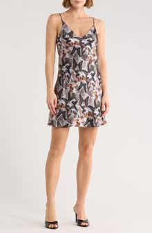 L'AGENCE Zaria Butterfly Print Silk Slipdress