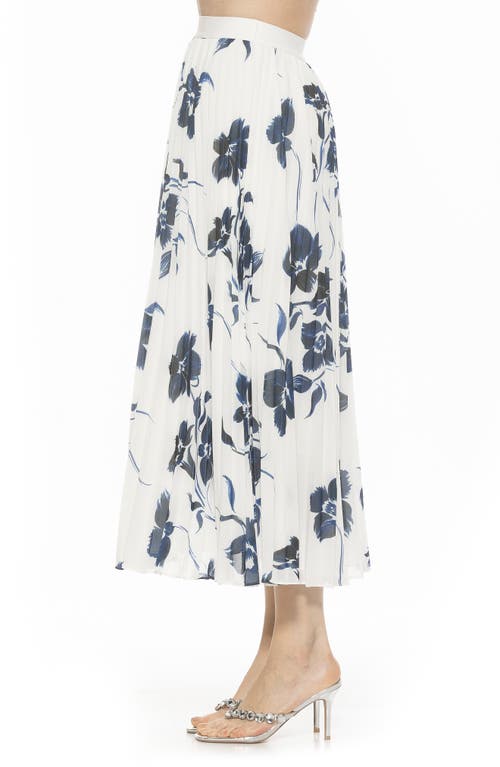 Alexia Admor Kesia Midi Chiffon Pleated Skirt In Ivory Floral